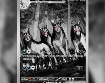 Carta proxy de Mightyena con arte completo – Arte de fan hecho a mano