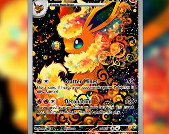 Carta proxy de arte completo de Flareon – Arte de fan hecho a mano