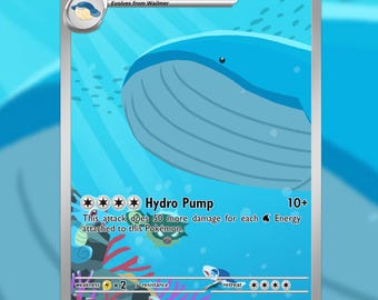Carta proxy de arte completo de Wailord – Arte de fan hecho a mano