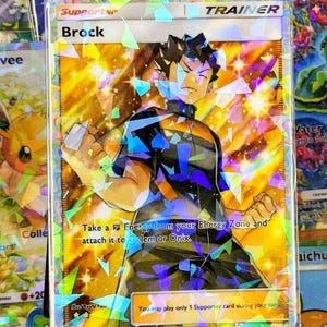 holographic brock trainer card Pokemon Evolutions Brock's Grit #74 Preserved in a tamper Brock - Gym Heroes Unlimited