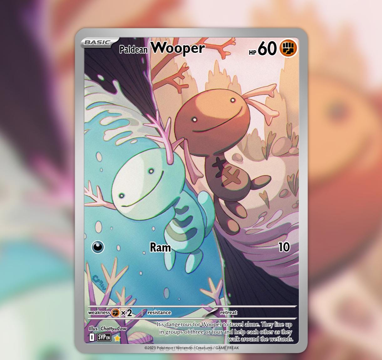 wooper pokemon card full art Paldean 102/094 Illustration Rare Phantasmal Flames CardNest Water Colorless Tail Whip Flip a coin Wooper Full Art - Etsy