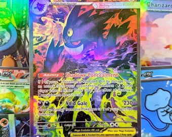 Mega Gengar EX carta proxy de arte de fan art hecha a mano para TCG, set de Héroes Ascendidos, arte completo