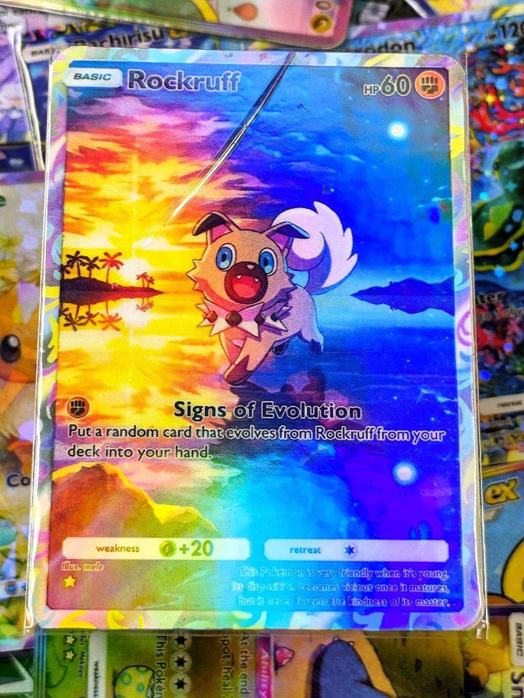 Full Rock Ruff Card Rockruff Handmade Tcg Proxy Fan Art Card Full Art Celestial Guardians ...