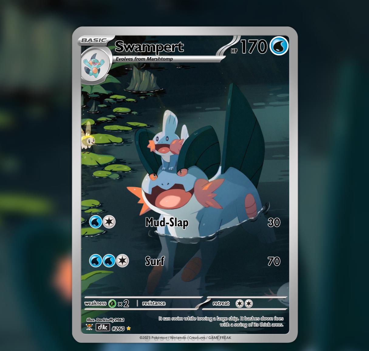 swampert pokemon card full art M EX XY87 Mega Swampert EX Oversized Jumbo XY 87 : Toys & Games Colorless Hydro Pump (40+) This attack does 30 more damage for each Water Energy attached to this Pokmon Mega Swampert ex  Fantastical