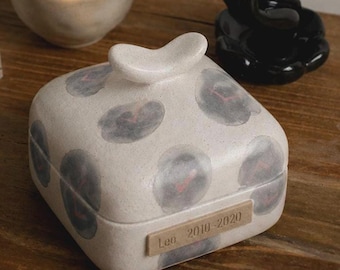 Ivory and Ink Pattern Personalised Ceramic Pet Memorial Keepsake