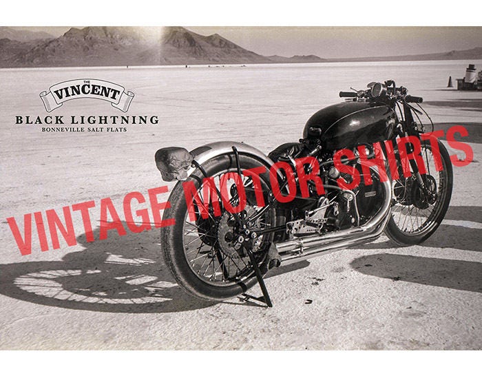 Vincent Black Lightning Motorcycle - Rare 1950s Photograph at