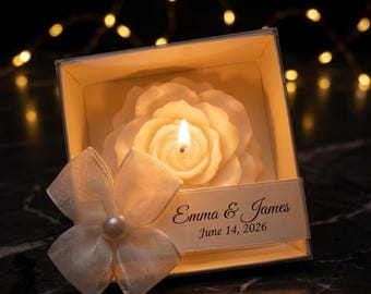 Personalisierte Ivory Hochzeit Favor Box, benutzerdefinierte Name Datum Geschenk, Luxus Brautparty, Verlobung, Taufe, Taufe Andenken