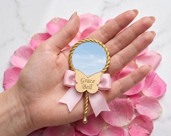 Personalisierter Gold Spiegel Magnet Favor, Benutzerdefinierter Name Babyparty Andenken, Taufgeschenk, Taufe, Brautparty, Hochzeitsbevorzugung