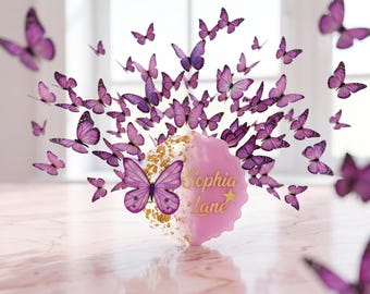 Personalisierter Schmetterling Magnet Favor, Name Goldgeschenk, Babyparty, Taufe, Bonbon 16, Quinceaña, Taufe, Hochzeit Bevorzugung