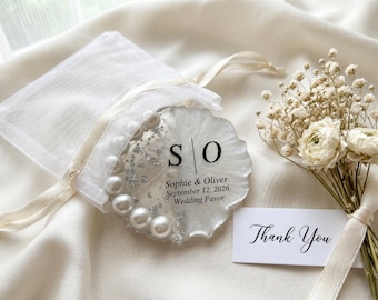 Personalisierte Perlen Hochzeit Gunsten Magnet, Kristall Harz Monogramm Benutzerdefinierte Name Datum Geschenk, Luxus Brautparty, Verlobung Andenken