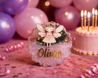 Personalisierter Geode Magnet Babypartybevorzugung, individueller Name Blattgold Harz Geschenk, Taufe, Brautparty, verzauberte Andenken