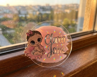 Personalisierter Baby-Acryl-Magnet Favor, benutzerdefinierter Name Babypartygeschenk, Taufe, Taufe, es ist ein Mädchen-Neugeborenen-Andenken