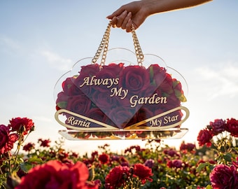 Personalized Acrylic Rose Purse Gold Chain, Custom Name Date Clear Flower Bag, Bridal Bag Bridesmaid Gift, Anniversary Wedding Clutch
