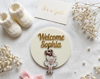 Personalisierter Willkommen Baby Magnet Favor, benutzerdefinierte Nachricht Name Neugeborenen Geschenk, Babyparty, Taufe, es ist ein Mädchen Andenken