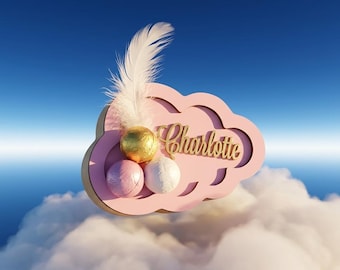 Personalisierte Rosa Wolke Favor, Name Baby Shower Mädchen, Taufe, Geburtstag, Neugeborenen Andenken