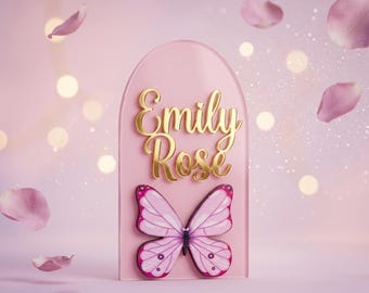 Personalisierter Schmetterling Bogen Magnet Babypartybevorzugung, Name des Mädchens Geschenk, Brautparty, Taufe, Hochzeits-Andenken