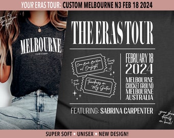 Tourniere von Melittafassung | Melkenon N3 Februar 18 | Eras Tour City Unisex-Shirt | Überraschungs Lieder | Swiftie Geschenk | Konzert Merch