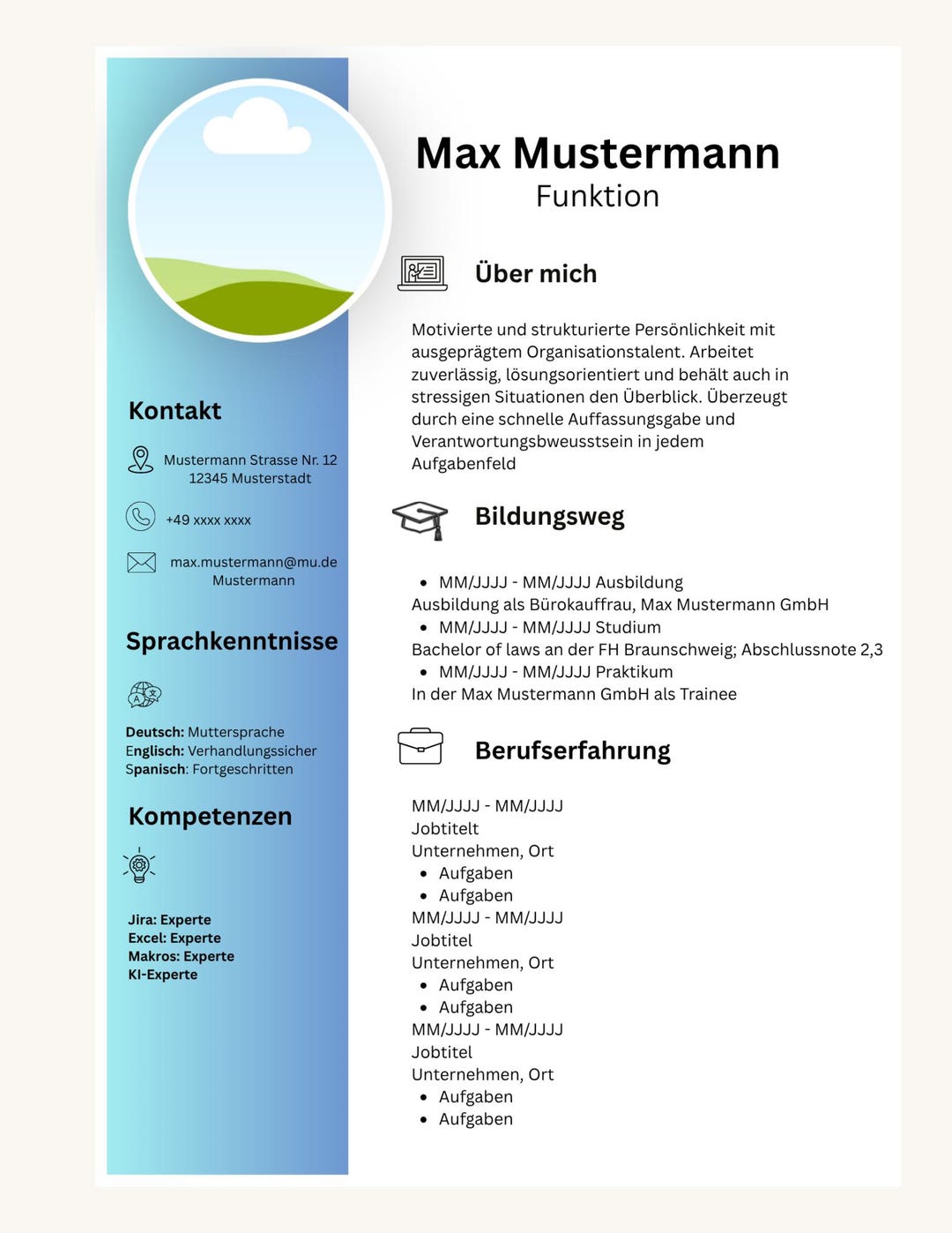 Canva CV Template / Modern German CV / Editable Resume Template / A4 ...