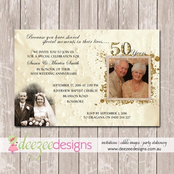 wedding anniversary invitation 50th golden you print etsy