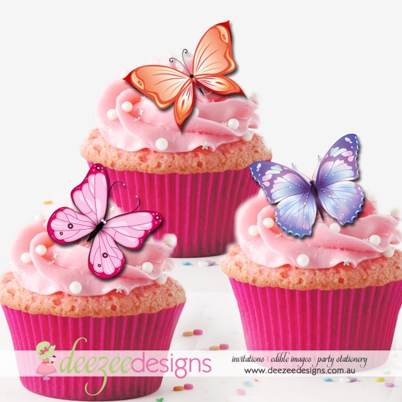 25 icing cupcake cake toppers decorations edible Animal Print butterflies images