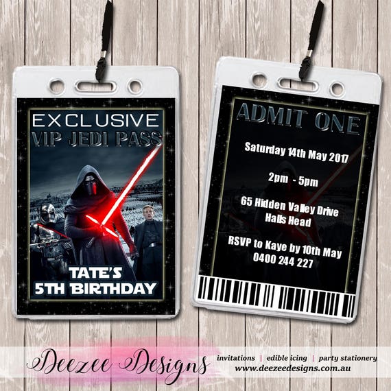 Star Wars Vip Lanyard Birthday Invitations X 10 By Deezee Designs
