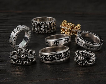 Vintage Punk Ring Set Gothic Kreuz Spinner Ringe Unisex Statement Schmuck Geschenk für Ihn Sie