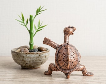 Porta incienso de tortuga de bronce – Quemador con forma de tortuga en postura de yoga, decoración minimalista japonesa