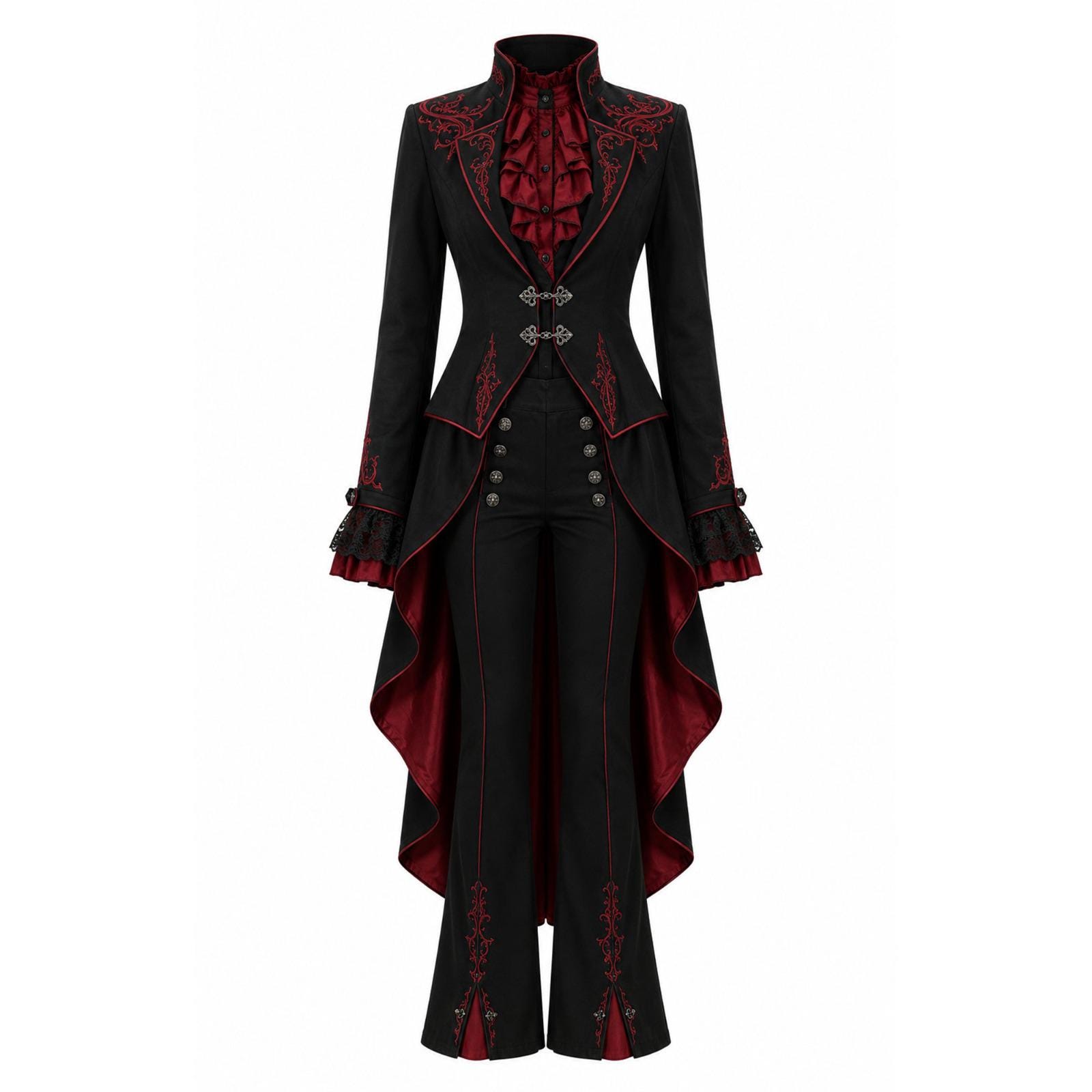 strapless open back dress Steampunk Style Wedding Dress Red / 5XL