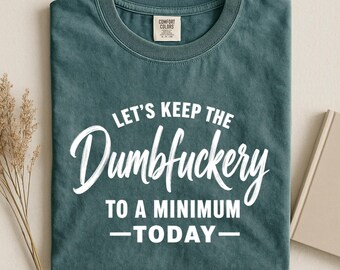 Let's Keep the Dumbfuckery to a Minimum Shirt, Funny Sarcastic Tee, Adult Humor Gift, Comfort Colors Coworker Shirt, Snarky Saying Tee