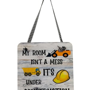Room Under Construction - Wooden Door Sign - Little Boys Room / Nursery
