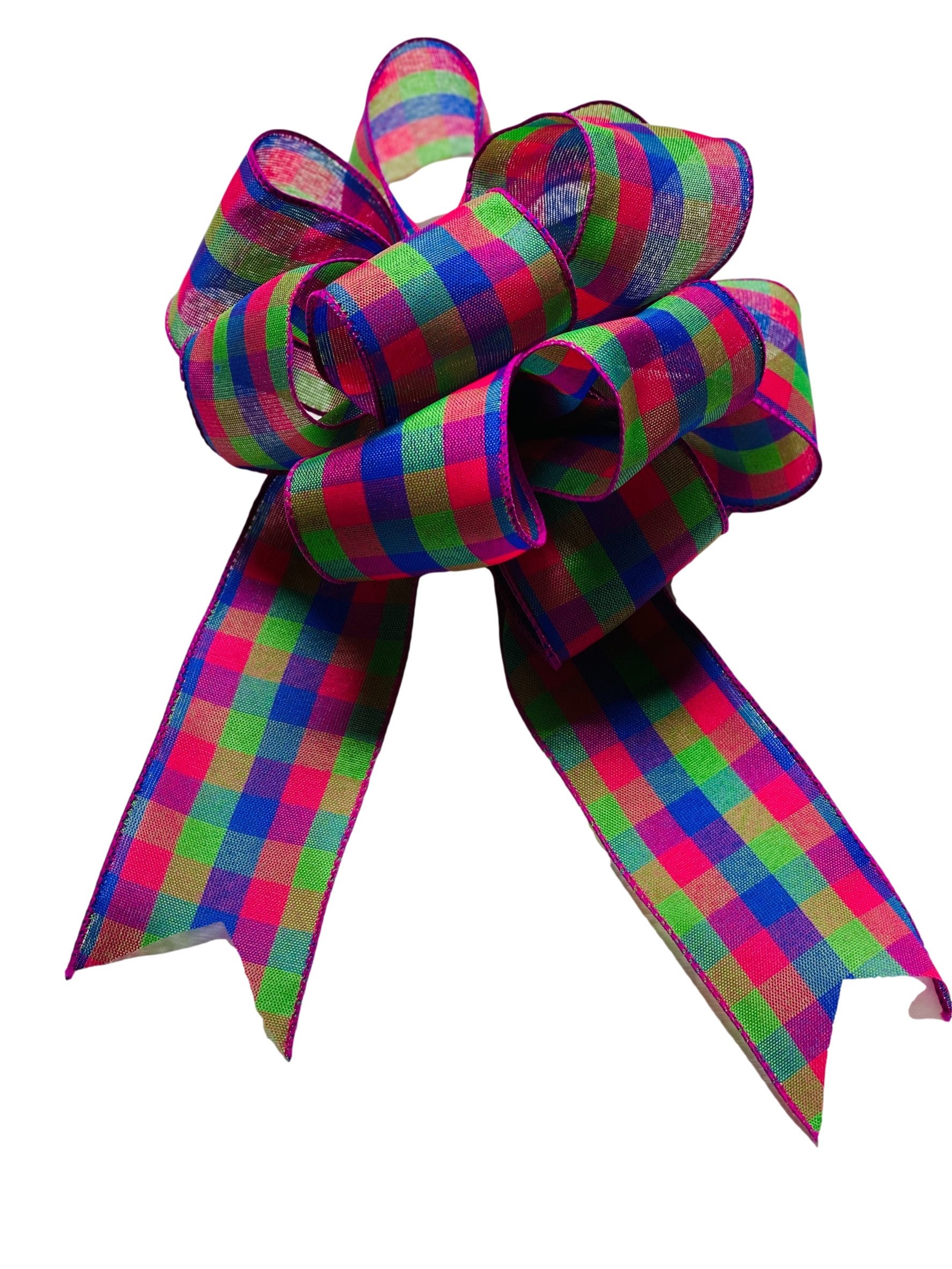 Large- Pink Green Blue Plaid Mothers Day Fluffy Bow for Gift or Present Add On Bow for Wreaths or Signs Spring Summer Large- Pink Green Blue Plaid Mothers Day Fluffy Bow for Gift or Present Add On Bow for Wreaths or Signs Spring Summer