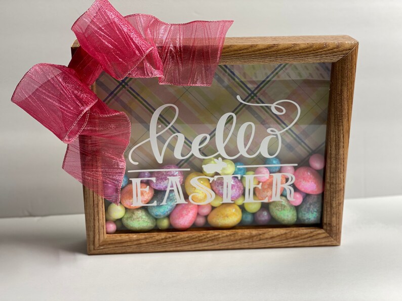 Hello Easter - 8 X 10 Wooden Shadow Box - With Easter Eggs Filler - Etsy