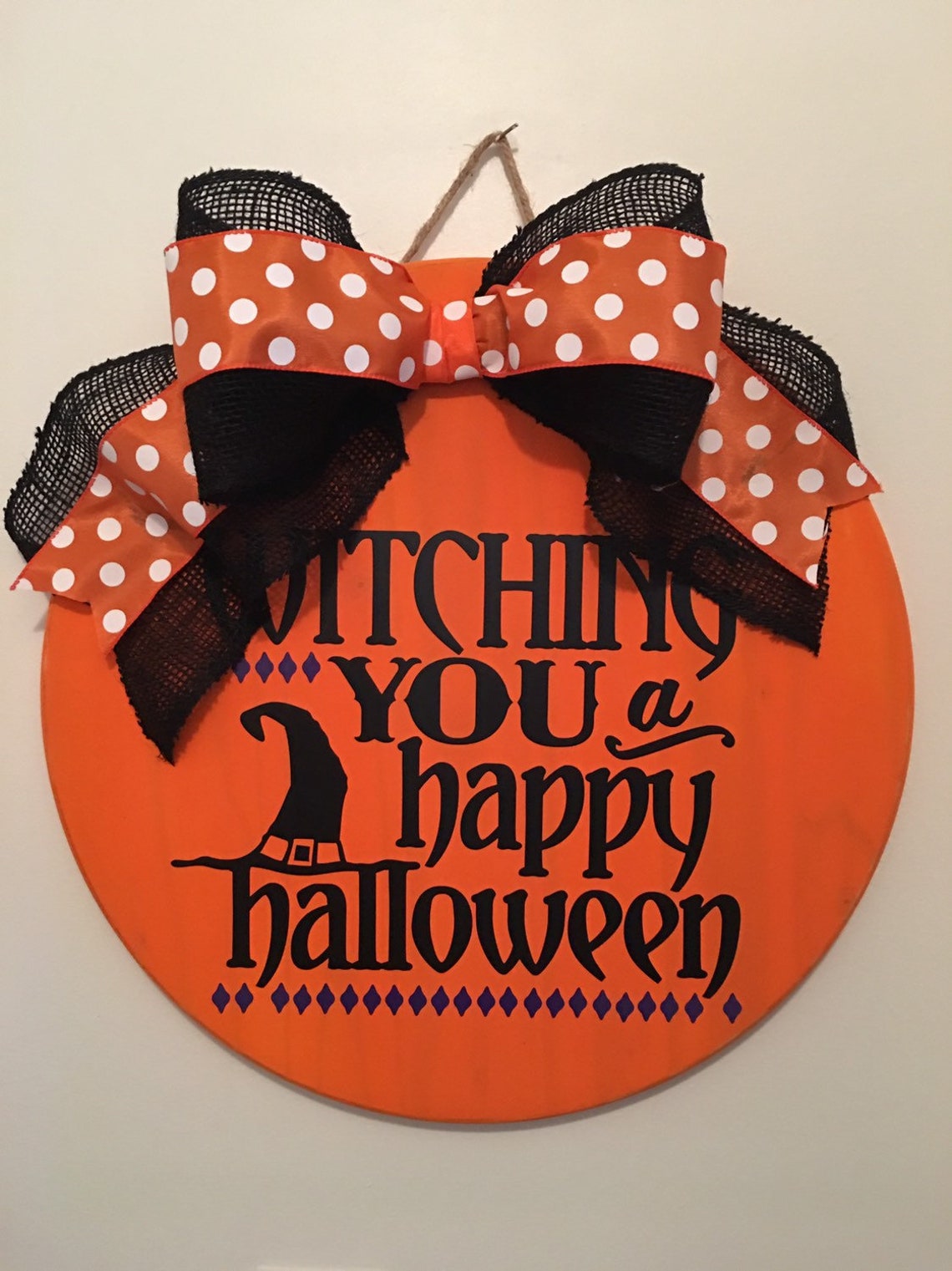 18" Round Witching You A Happy Halloween Wooden Door Sign / Wreath - Etsy