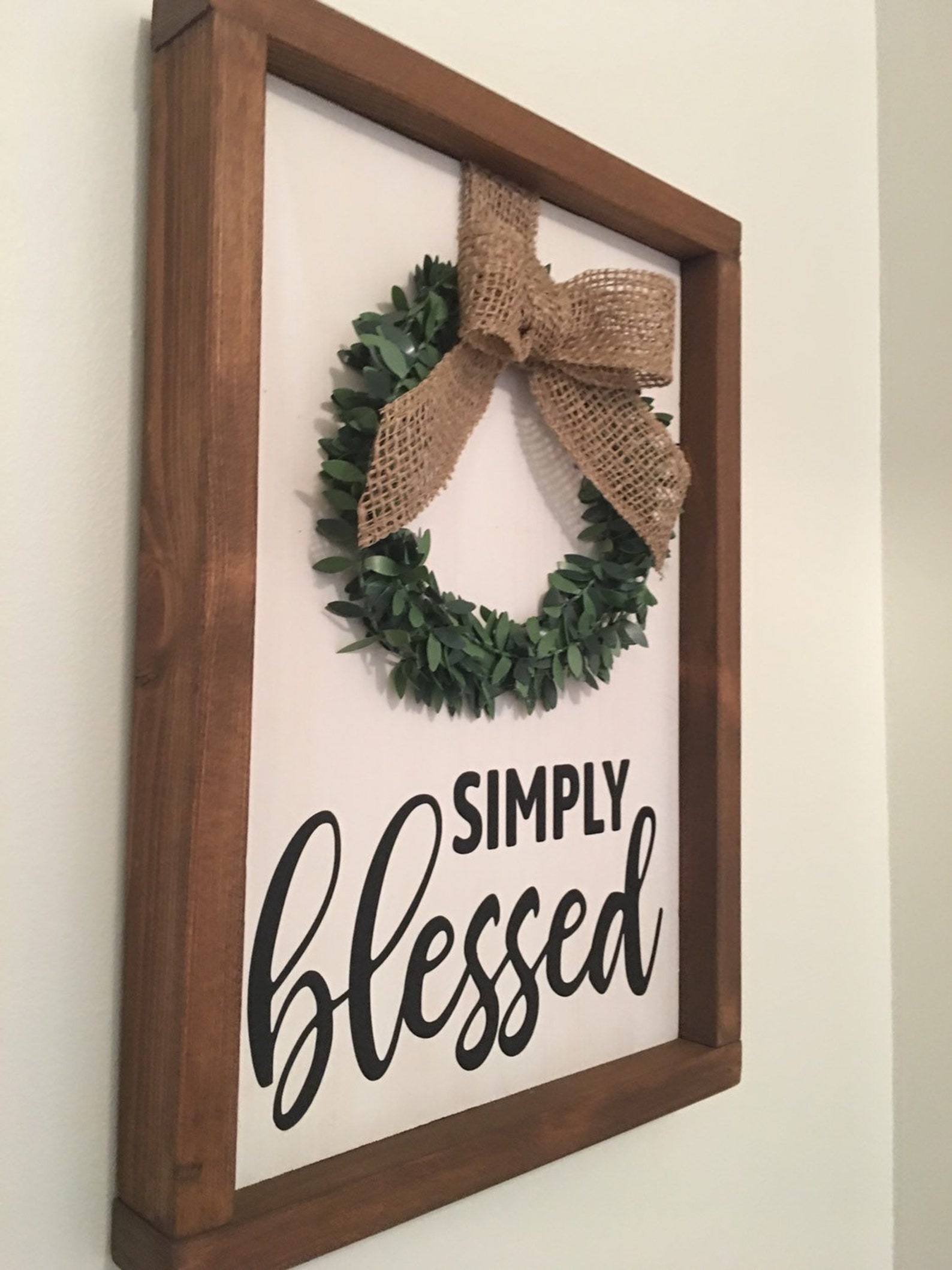 Rustic White Wooden Framed Simply Blessed Framed Sign | Etsy