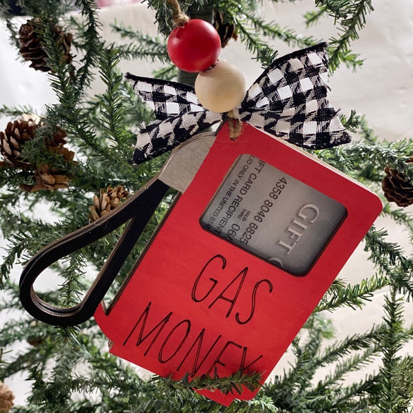 Gas Money  -  Christmas - Graduation- Money or Gift Card Holder - Wooden Ornament