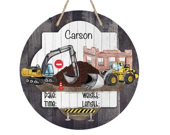 Construction | Hospital Room | Personalized | Bull Dozer | Baby Shower Gift | Door Sign | Wreath