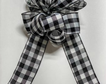 Large- Pink Green Blue Plaid Mothers Day Fluffy Bow for Gift or Present Add On Bow for Wreaths or Signs Spring Summer