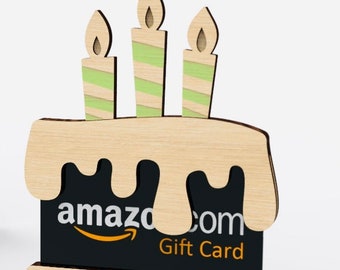 Happy Birthday Cake  - Gift Card Money  Holder - Wooden - Gift Present for Him Her