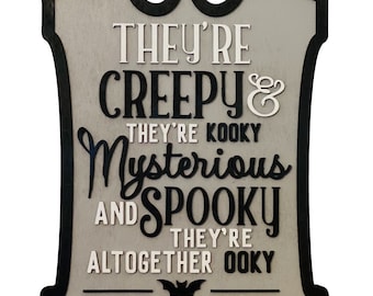 Layered Wood - Personalized Addam’s Family Song -Halloween Door Sign