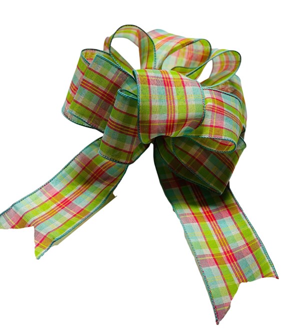 Large- Pink Green Blue Plaid Mothers Day Fluffy Bow for Gift or Present Add On Bow for Wreaths or Signs Spring Summer Large- Pink Green Blue Plaid Mothers Day Fluffy Bow for Gift or Present Add On Bow for Wreaths or Signs Spring Summer