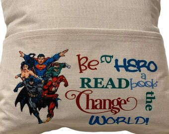 Personalized- Boy’s Gift - Pocket Book Pillow Cover - Super Heroes - Marvel - Present for Children - Grandchild Grandchildren