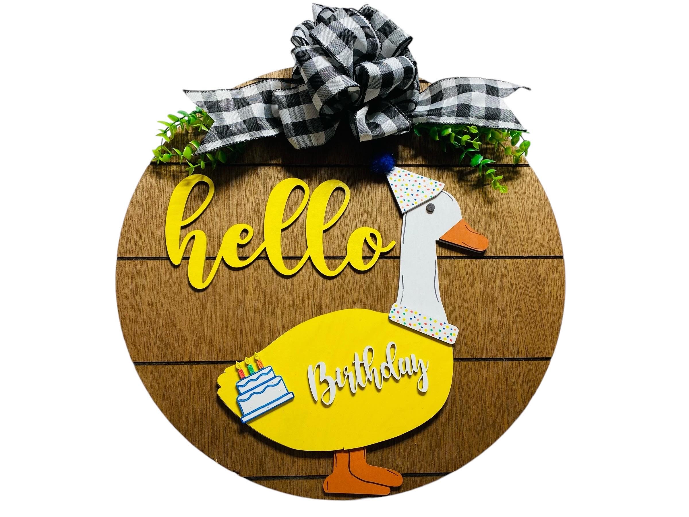 Add on Outfit - Birthday - For Goose Goosey Interchangeable Large Round Wooden Shiplap Door Hanger / Wreath or Standup