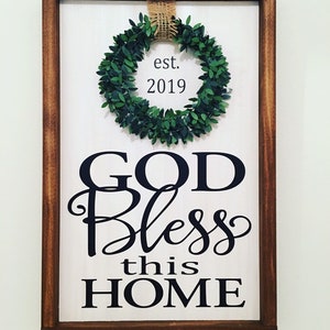 13&quot; x 19&quot; | Farmhouse | God Bless This Home | Framed | Rustic Wooden | Sign