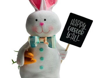 Happy Easter Y’all - Boy Easter Bunny with Sign - Easter Decoration Decor