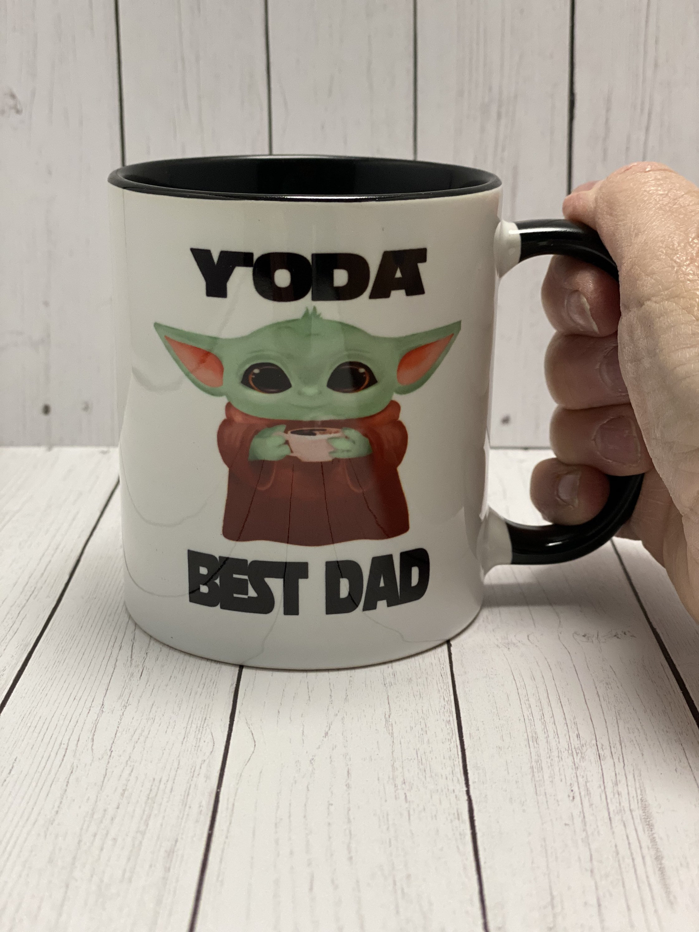 Star Wars Yoda Best Dad Ever Black Ceramic Mug, 16 Oz.