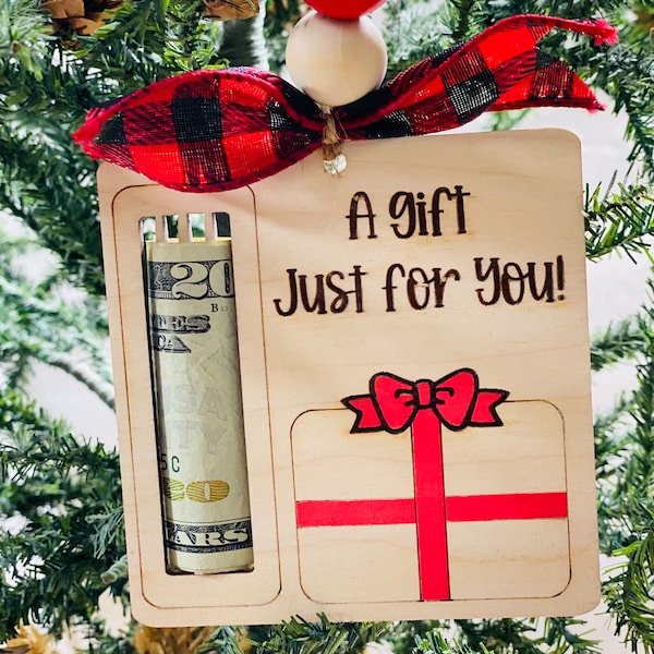 A Gift Just For You - Christmas Money Holder - Wooden Ornament