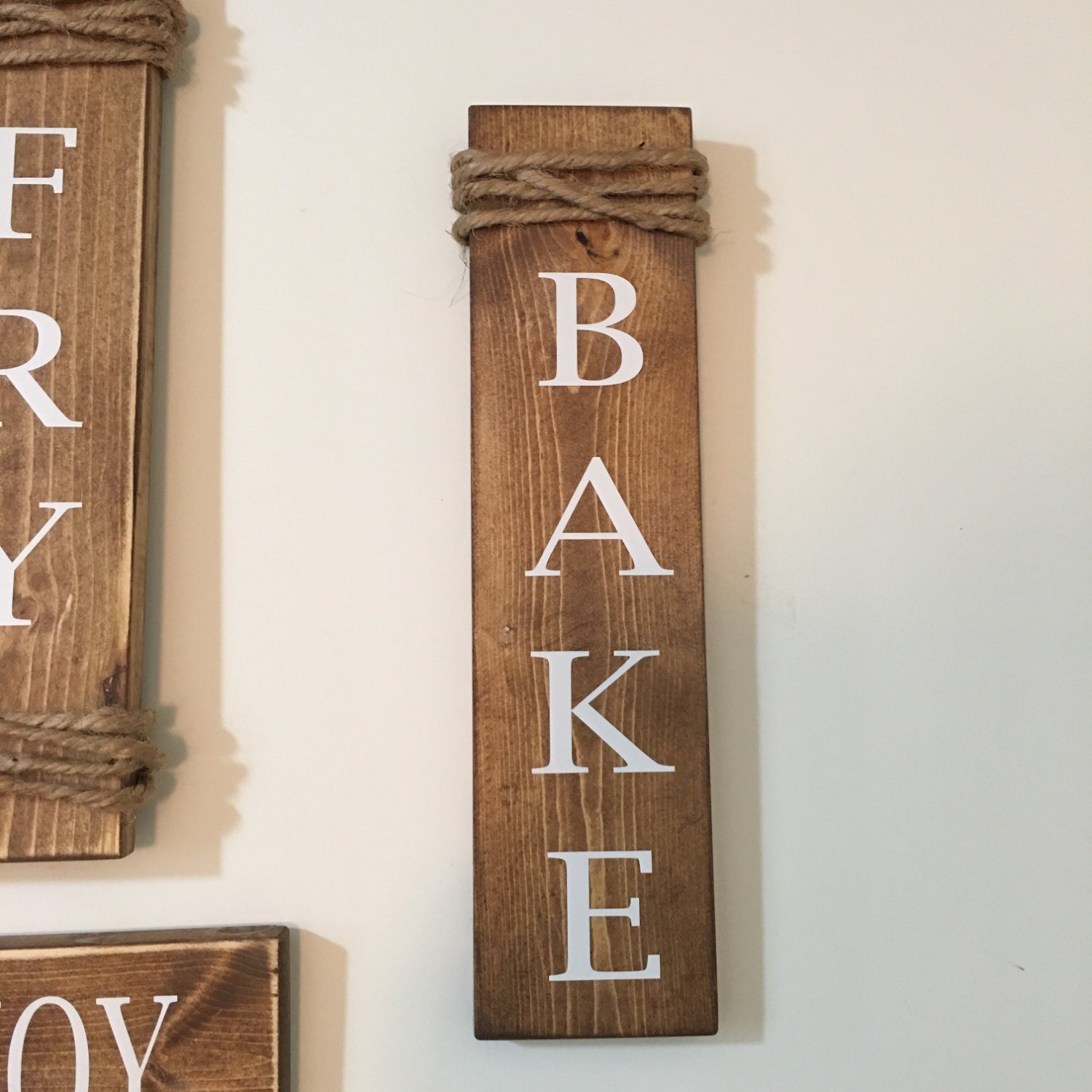 Rustic Set of 4 Wooden Kitchen Signs Cook / Fry / Bake / Enjoy - Etsy