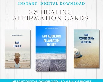 Healing Affirmation Cards PDF | Ocean Theme Recovery Support (Digital Download)