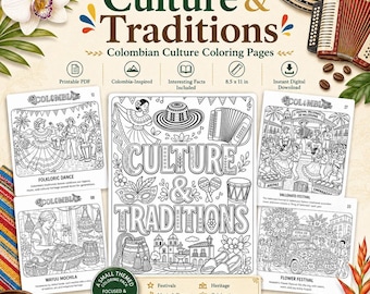 Culture & Traditions Colombia Coloring Pages | Printable PDF Mini Pack from Explore Colombia Collection