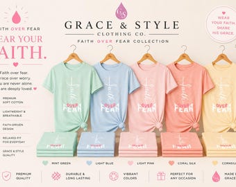 Faith Over Fear T-Shirt | Cross Script Design